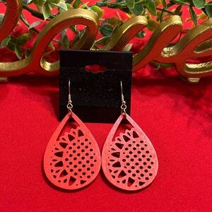 - Beautiful Red Wood Earrings